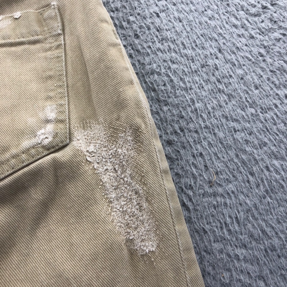 Alexander McQueen Jeans Womens 26 Beige Distressed Straight Leg Made In Italy - Picture 6 of 16